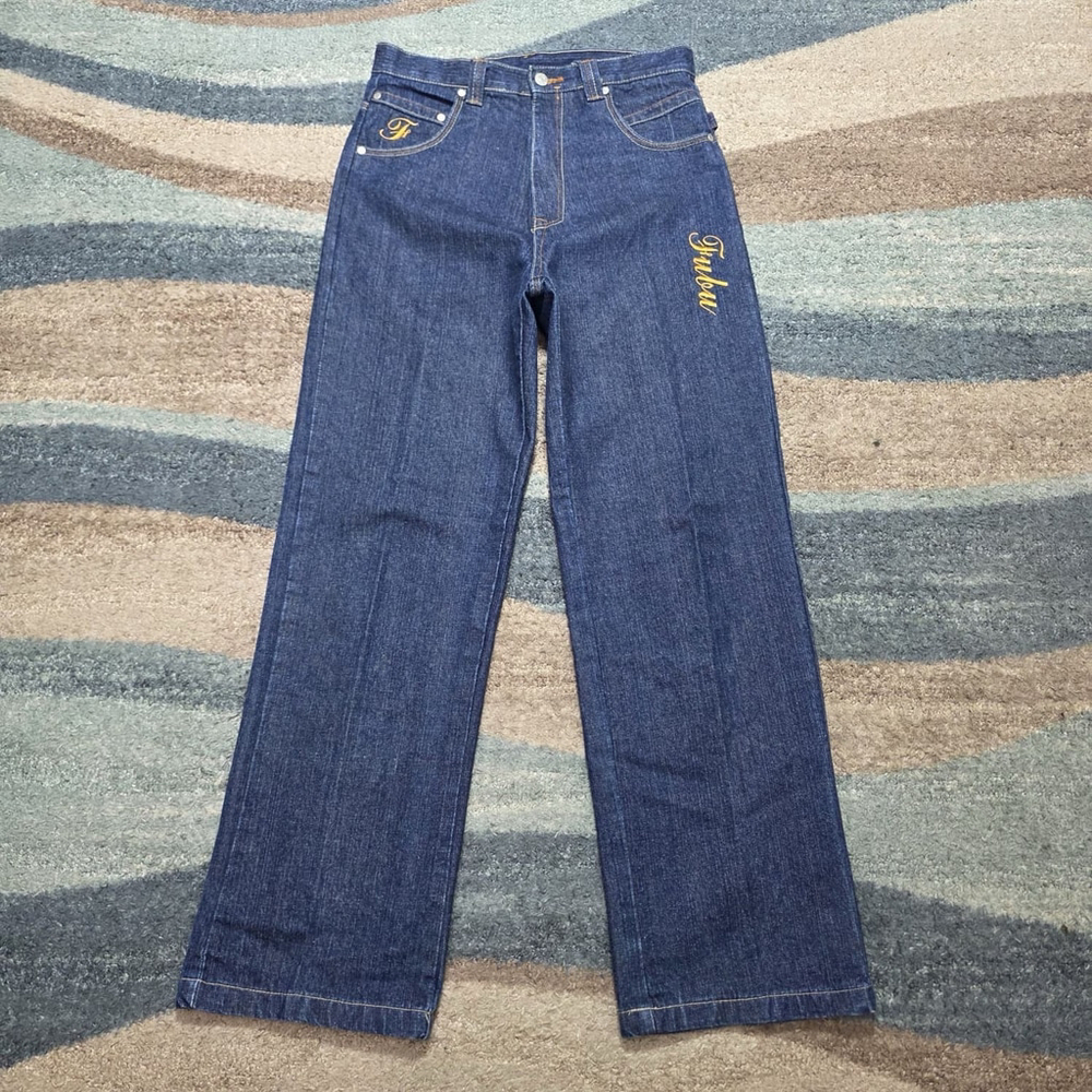 Vintage FUBU Women’s Embroidered Jeans Size 18 Dark Wash Y2K Denim